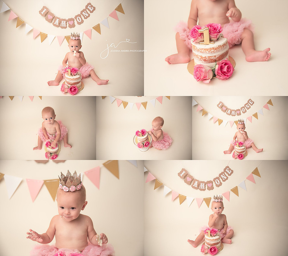 1st Birthday Cake Smash Collage