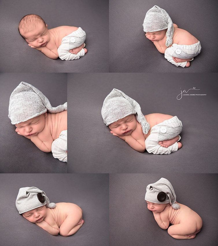 Collage of Baby Boy Bum Up Pose in Dark and Light Grays