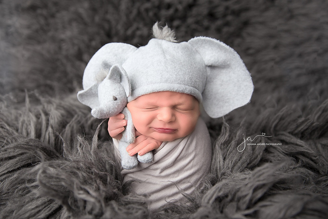 Baby Boy with Elephant Ears and Elephant Lovey