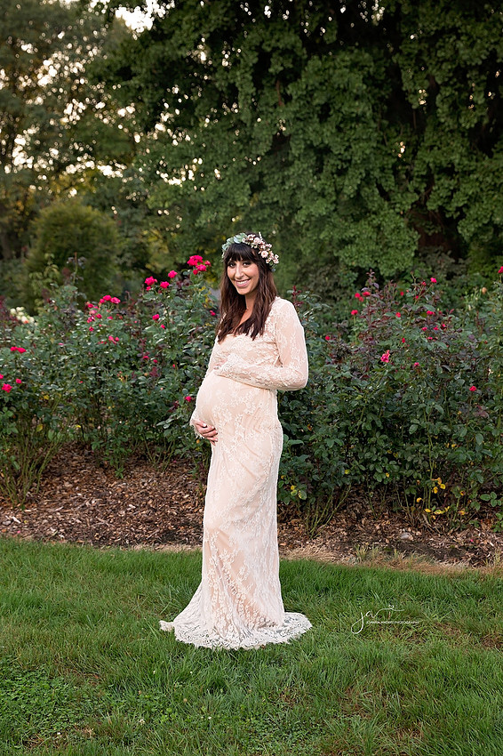 Maternity Session with Rose Garden Backdrop