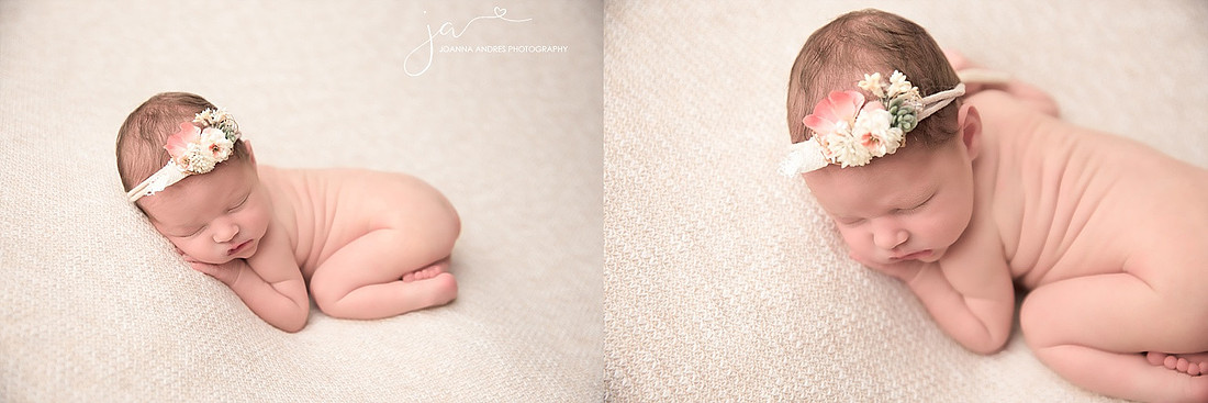 Sleepy Newborn Baby in Bum Up Position