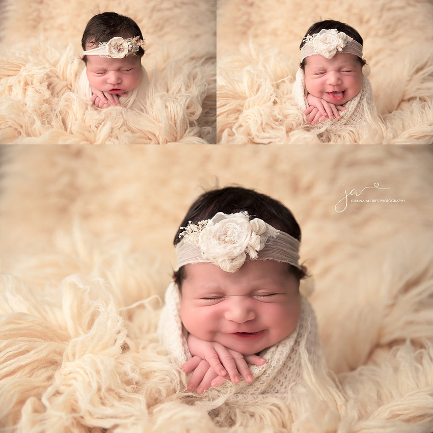 Collage of Baby Girl in Potato Sack Pose