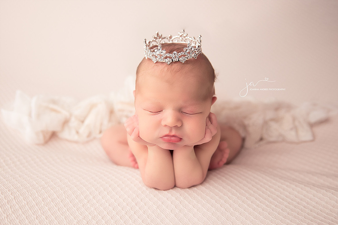 Froggy Pose of Baby wearing crown