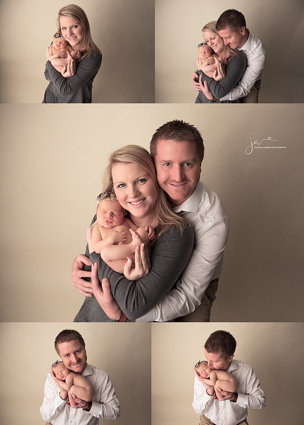 Collage of Family Portraits with Newborn