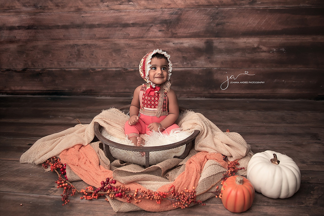 Baby Girl in a basket Fall themed