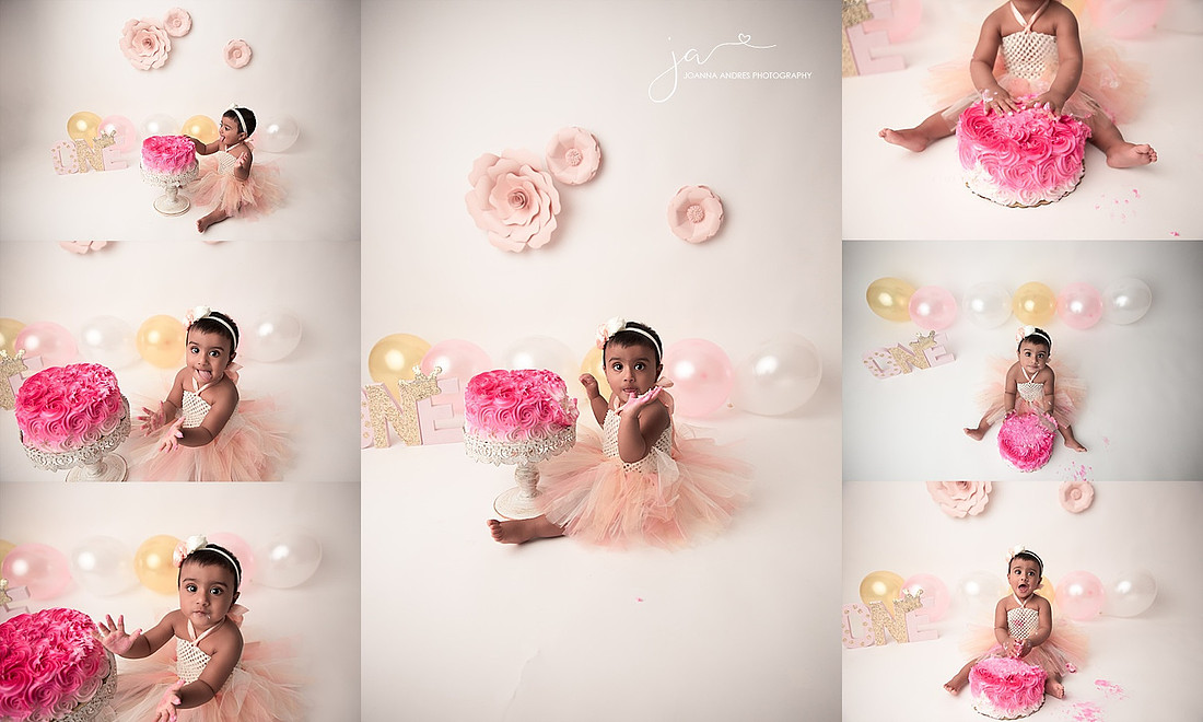Collage of Baby Girl with Cake Smash