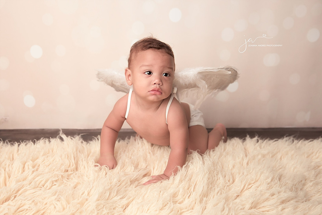 Baby Boy Crawling with Angel Wings on