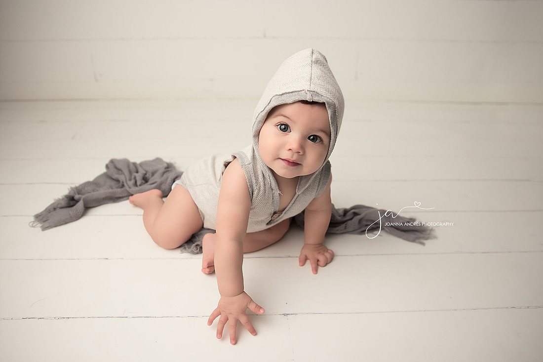 Baby Boy with hood Crawling