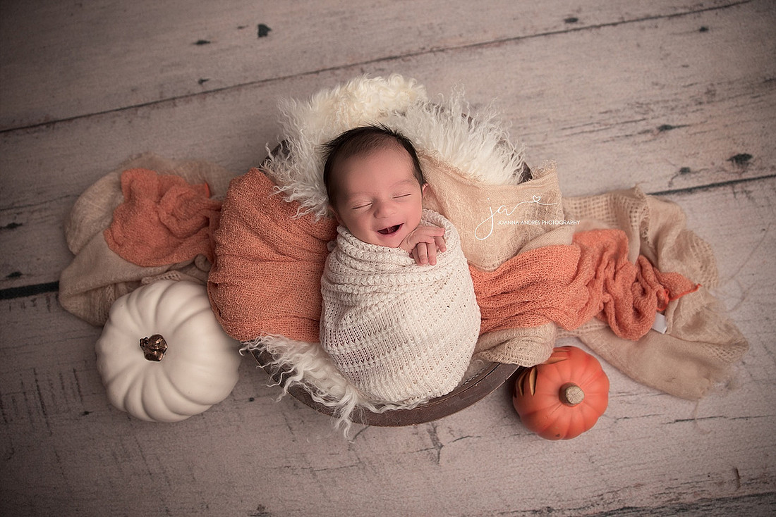 Baby Boy in Fall and Neutral colors Smiling BIg