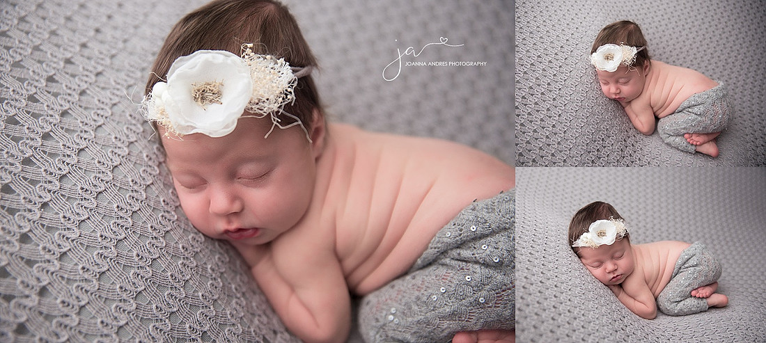 Collage of Baby Girl with Grays and White Headband