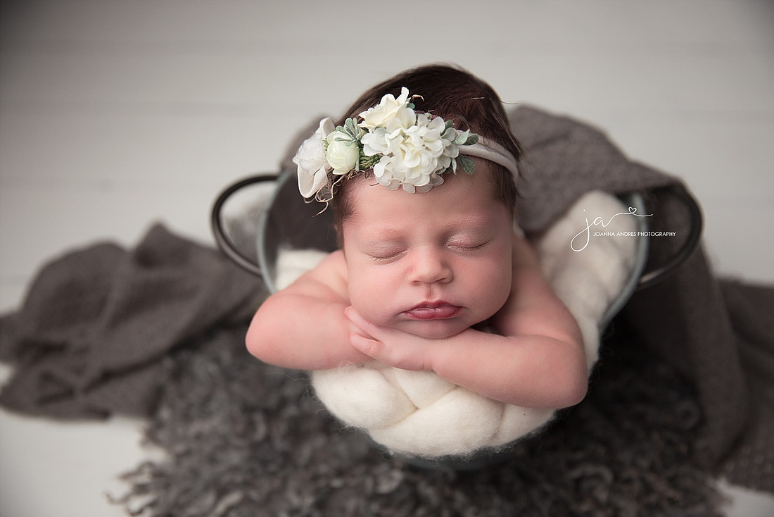 Close UP of Baby GIrl in Bucket POse